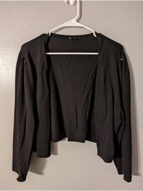 Talbots Women's XL Black Shrug Open Front Cropped Sweater Cardigan Cover Up